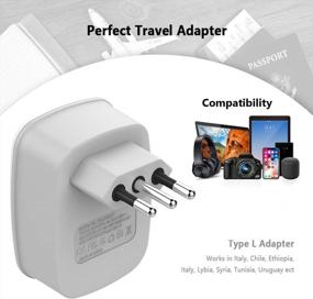 img 1 attached to TESSAN Italy Travel Adapter Plug With Dual USB Charging Ports, Type L Outlet Adaptor For USA To Italy Uruguay Chile Italian