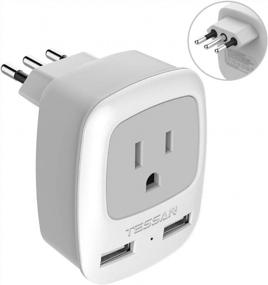 img 4 attached to TESSAN Italy Travel Adapter Plug With Dual USB Charging Ports, Type L Outlet Adaptor For USA To Italy Uruguay Chile Italian
