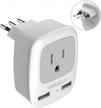 tessan italy travel adapter plug with dual usb charging ports, type l outlet adaptor for usa to italy uruguay chile italian logo