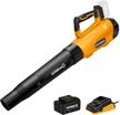 worksite 20v cordless electric leaf blower with 4.0a battery & charger - lightweight handheld blower for efficient lawn cleaning - 330 cfm with variable speed logo
