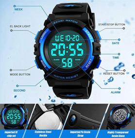 img 3 attached to Waterproof Digital Sports Watch For Boys And Girls - Electronic Analog Quartz With 7 Colorful LED, Alarm, Stopwatch, Silicone Band, And Luminous Display