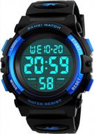 waterproof digital sports watch for boys and girls - electronic analog quartz with 7 colorful led, alarm, stopwatch, silicone band, and luminous display logo