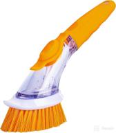 durable dish scrub brush with non-slip handle and soap dispenser - perfect for pot pan scrubbing, kitchen sink and dish cleaning logo