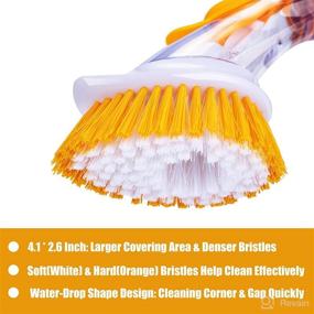 img 2 attached to Durable Dish Scrub Brush with Non-Slip Handle and Soap Dispenser - Perfect for Pot Pan Scrubbing, Kitchen Sink and Dish Cleaning