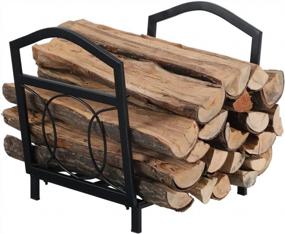img 4 attached to PHI VILLA 17 Inch Small Firewood Log Rack Indoor/Outdoor Steel Wood Storage Log Rack Bin Wood Holder Fireplace Accessories Circle Design, Black