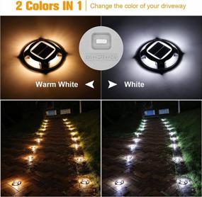 img 2 attached to VOLISUN Solar Driveway Lights Dock Marine Lights 8-Pack,2 Colors In 1,Outdoor LED Deck Lights,Solar Powered Wireless Waterproof Warning Step Lights For Driveway Sidewalk Pathway (White/Warm White)