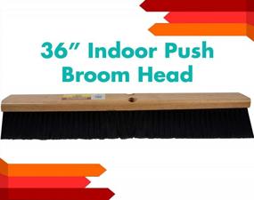 img 3 attached to Heavy Duty 36" Indoor Push Broom Head - Hardwood Block, Flagged Polypropylene Fiber Bristles 4036 Brown