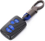 🔵 carbon fiber + silicone button remote key fob cover case for toyota 4runner avalon camry corolla land cruiser venza rav4 subaru brz (blue) logo