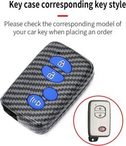 img 3 attached to 🔵 Carbon Fiber + Silicone Button Remote Key Fob Cover Case for Toyota 4Runner Avalon Camry Corolla Land Cruiser Venza RAV4 Subaru BRZ (Blue)