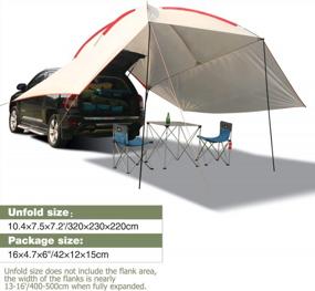 img 1 attached to Portable Waterproof Car Awning Sun Shelter For Camping, SUV, And Outdoor Activities - REDCAMP Auto Canopy Camper Trailer Sun Shade In Beige Or Army Green