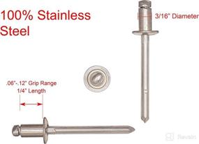 img 3 attached to 🔩 Bolt Dropper #62 Stainless Rivets (100 pieces) - 3/16" Diameter, Grip Range (1/16" to 1/8"), High-Quality 18-8 Stainless Steel