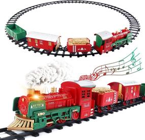 img 4 attached to Почувствуйте праздничное веселье с набором классического рождественского поезда DeAO с звуком, огнями и паром - идеальный подарок для детей в возрасте от 3 до 6 лет!