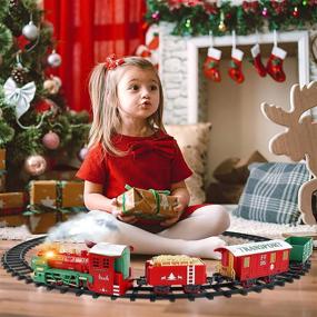 img 3 attached to Experience Festive Fun With DeAO Classical Christmas Train Set With Sound, Lights, And Steam - Perfect Gift For Kids Ages 3-6!