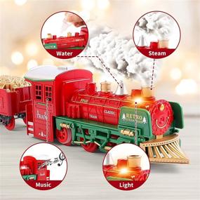 img 2 attached to Experience Festive Fun With DeAO Classical Christmas Train Set With Sound, Lights, And Steam - Perfect Gift For Kids Ages 3-6!