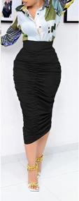 img 1 attached to Lrady High Waist Ruched Bodycon Mini Skirt For Women - Solid Color, Drawstring Tight, Perfect For Parties And Nightclub