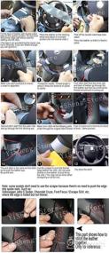 img 1 attached to Eiseng DIY Genuine Leather Steering Wheel Cover Custom Fit for Mazda 6 2014 2015 2016 / Mazda 3 2014-2016 / CX-3 2016 2017 / CX-5 2013-2016, 15-inch - Black Thread Stitch Interior Accessories