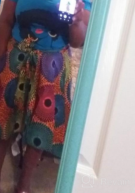 img 1 attached to Stylish And Colorful African Print Skirt For Casual And Traditional Wear: SHENBOLEN Women'S Dashiki Skirt review by Rico Posley