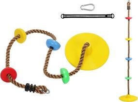 img 4 attached to LANGXUN Tree Swing Climbing Rope Set, Backyard Playground Disc Swing Set Accessories For Kids Outdoor Play, Replacement Swing, Tree House Flying Saucer Indoor Ceiling Rafter Toys
