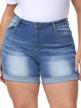 high waisted denim shorts for plus size women: casual summer style with folded hem - uoohal logo