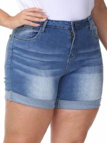 img 2 attached to Джинсовые шорты с высокой талией для женщин больших размеров: повседневный летний стиль с подвернутым подолом - Uoohal
