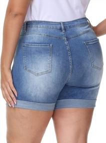 img 3 attached to High Waisted Denim Shorts For Plus Size Women: Casual Summer Style With Folded Hem - Uoohal