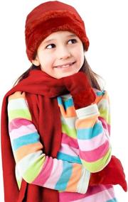 img 1 attached to ❄️ Cold Weather Girls' Accessories: Fleece Gloves with Burgundy Trim for a Perfect Match