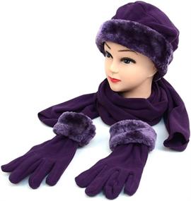 img 2 attached to ❄️ Cold Weather Girls' Accessories: Fleece Gloves with Burgundy Trim for a Perfect Match