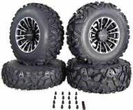 massfx sl 25x8-12 25x10-12 atv tires with black quake 12x7 4/156 rims utv wheel and tire kit with lug nuts logo