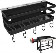 rusfol upgraded stainless steel griddle caddy for royal gourmet 24'' charcoal&propane gas griddles, with an allen key, space saving bbq accessories storage box, free from drill hole&easy to install logo