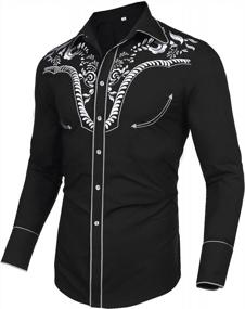 img 2 attached to 👕 Stylish Daupanzees Sleeve Embroidered Casual Western Shirts for Men