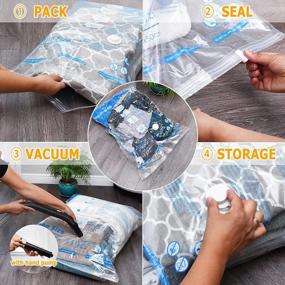 img 2 attached to Maximize Storage Space With Vacuum Storage Bags Combo Pack - 7 Airtight Compression Bags And Travel Hand Pump For Clothes, Pillows, Comforters, Blankets, Bedding