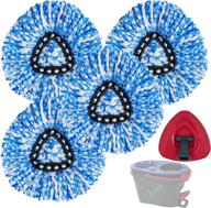 🧽 microfiber spin mop replacement head refills - blue, easy rinse clean, 4 pack & 1 base for 2 tanks system logo