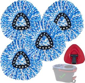 img 4 attached to 🧽 Microfiber Spin Mop Replacement Head Refills - Blue, Easy Rinse Clean, 4 Pack & 1 Base for 2 Tanks System