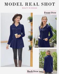img 1 attached to Long Sleeve Button Collar Tunic Sweaters For Women: Casual Sweatshirts With Pockets By Timeson