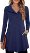 long sleeve button collar tunic sweaters for women: casual sweatshirts with pockets by timeson logo