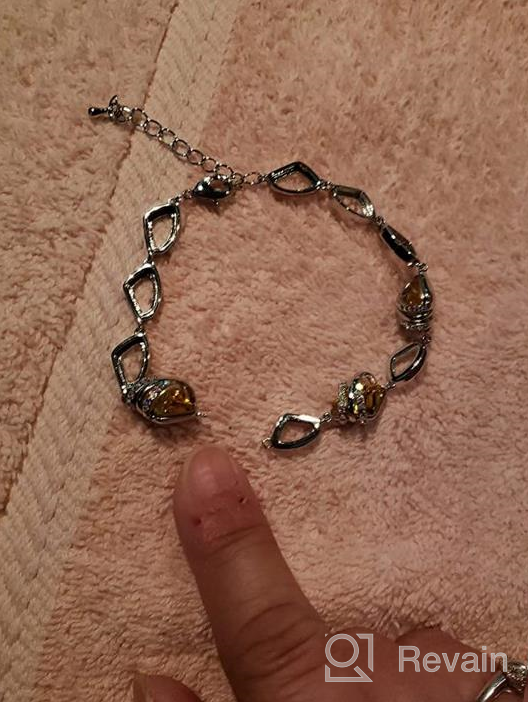 img 1 attached to Leafael Wish Stone Link Charm Bracelet: Birthstone Crystals, Rose Gold Plated or Silver-Tone - Premium 7"+2" Jewelry review by Shane Bullion