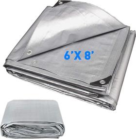 img 4 attached to 🏕️ Hercules Waterproof Tarpaulin Tent Shelter Cover | Plastic Tarp for Protection | EasyGoProducts, 6x8 Silver