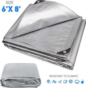 img 3 attached to 🏕️ Hercules Waterproof Tarpaulin Tent Shelter Cover | Plastic Tarp for Protection | EasyGoProducts, 6x8 Silver