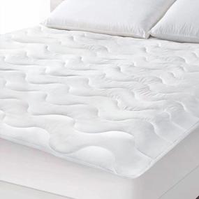 img 4 attached to FeelAtHome Fitted Mattress Pad Topper (Cal King) - Quilted Fitted Bed Mattress Topper Cover - Super Soft, Comfortable Luxurious Pillowtop With Deep Pockets