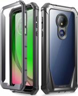 protective moto g7 power, supra, and optimo maxx case with full-body rugged clear hybrid bumper and built-in-screen protector logo