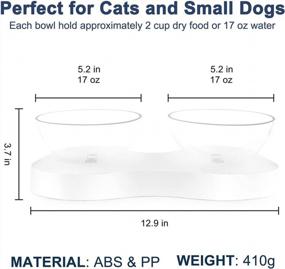 img 3 attached to Elevated Double Dog Bowls With Neck Guard Stand For Cats And Small Dogs | 0/20° Tilted Design Anti Slip Pet Food Water Bowls Transparent Plastic