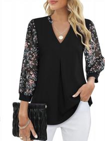 img 4 attached to Women'S Business Casual Tops: Messic V Neck 3/4 Sleeve Tunic Blouses For Work.