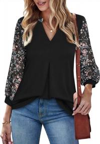 img 3 attached to Women'S Business Casual Tops: Messic V Neck 3/4 Sleeve Tunic Blouses For Work.