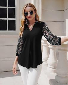 img 2 attached to Women'S Business Casual Tops: Messic V Neck 3/4 Sleeve Tunic Blouses For Work.