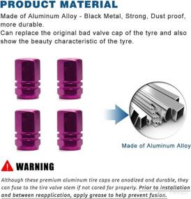 img 2 attached to 8PCS Aluminum Tire Stem Valve Caps Universal Wheel Valve Stem Covers For Cars Trucks Motorcycles SUVs And Bikes Dustproof Tire Cap Hexagon Shape (Purple)