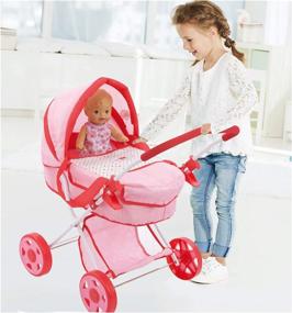 img 3 attached to Pink Doll Pram With Retractable Canopy And 2-In-1 Design - Removable Carry Cot And Shopping Storage - Ideal For 18-Inch Dolls - Foldable For Convenient Storage - Suitable For Kids Age 3 And Up