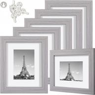 set of 6 distressed grey multi photo frames, fits 8x10 or 5x7 pictures with real glass, collage display for walls or tables, includes mat for enhanced presentation - upsimples логотип