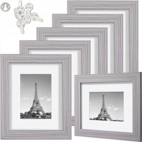 img 4 attached to Set Of 6 Distressed Grey Multi Photo Frames, Fits 8X10 Or 5X7 Pictures With Real Glass, Collage Display For Walls Or Tables, Includes Mat For Enhanced Presentation - Upsimples