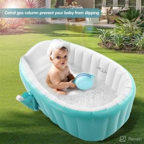 img 2 attached to 👶 Portable Green Inflatable Baby Bathtub with Air Pump – Ideal for Newborns and Travel