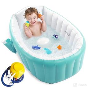 img 4 attached to 👶 Portable Green Inflatable Baby Bathtub with Air Pump – Ideal for Newborns and Travel